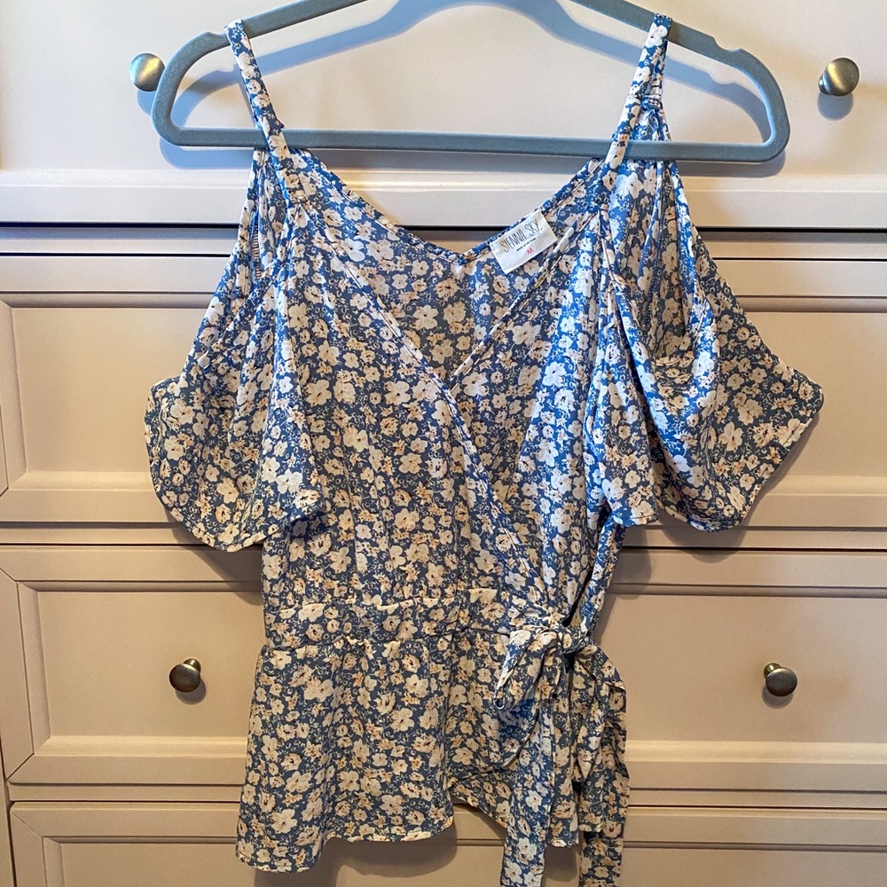 Sienna Sky Flowy Faux Wrap Top